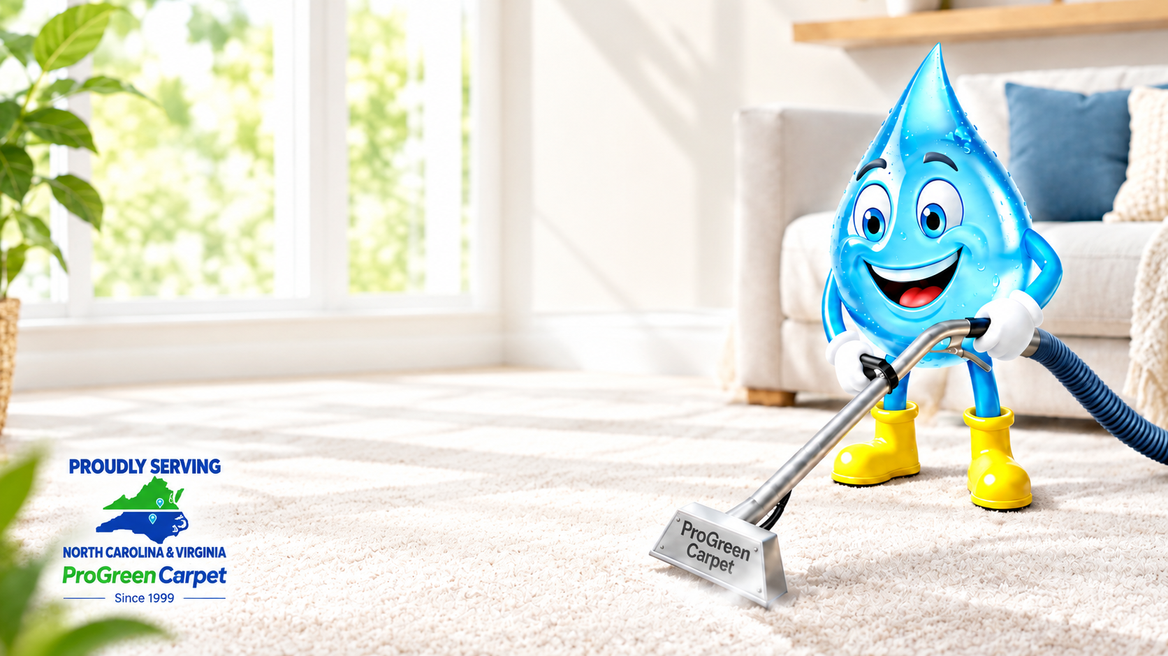 Professional carpet cleaning in a Durham NC living room